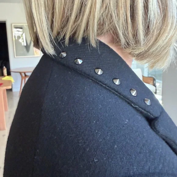 Zadig & Voltaire Black Wool Coat - with metal stud detail along collar and cuffs - Picture 2 of 8